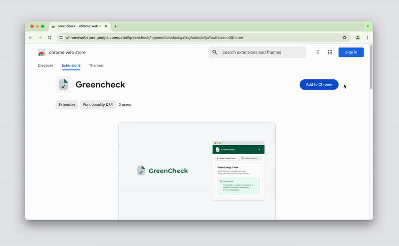 Animated GIF from of adding extension for the Chrome browser.